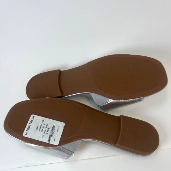 Nordstrom Caryl  Silver Metallic Sandals Women Slides Size 8.5 - Picture 5 of 6